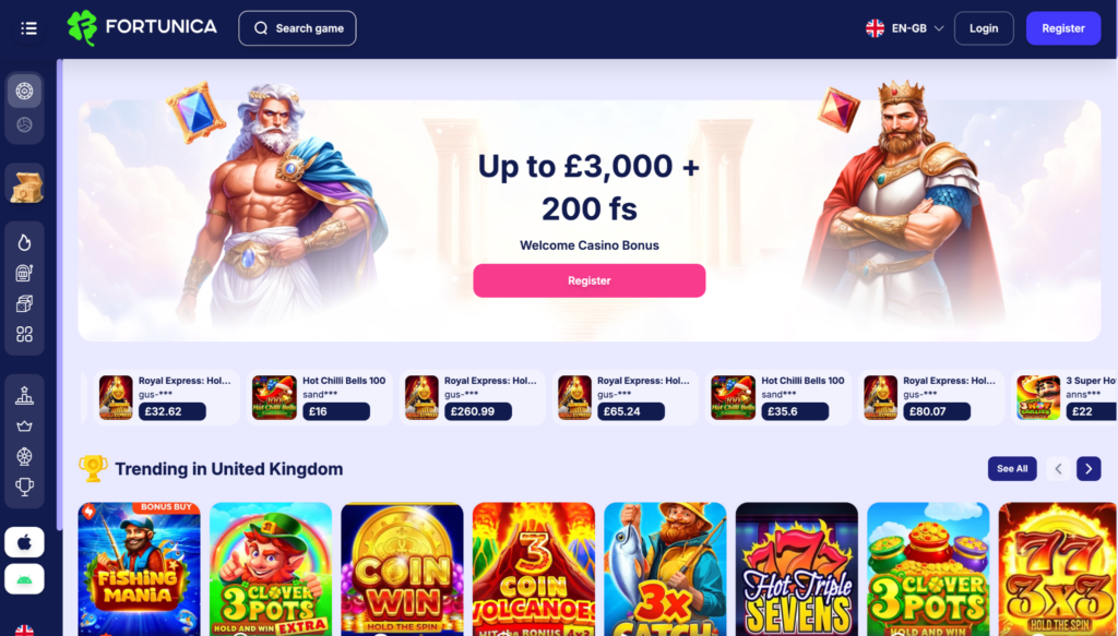 Fortunica Credit Card Casino